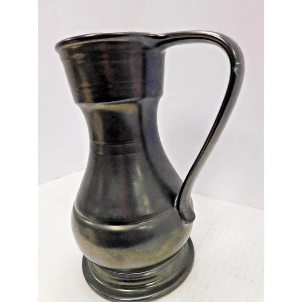 Vtg Lusterware Black Pewter Ceramic Pitcher Jug Vase Beswick England 2127 EJ253